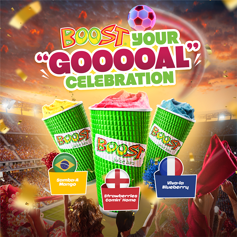 BOOST Juice Bar Boost Your Gooooal Celebration