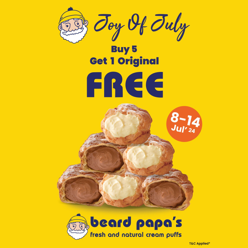 Beard Papa`s Buy 5 Get 1 Original Free
